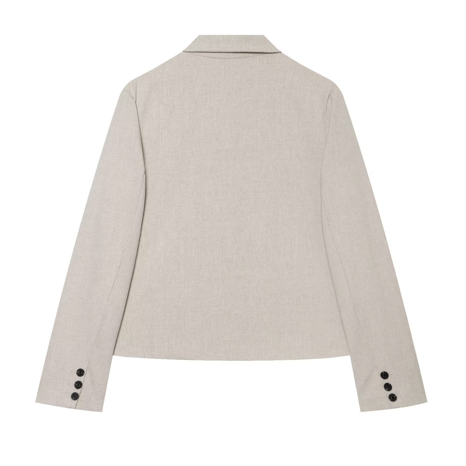 Women's short blazer with minimalist lines, rounded hem, and flap pockets Chichicherry