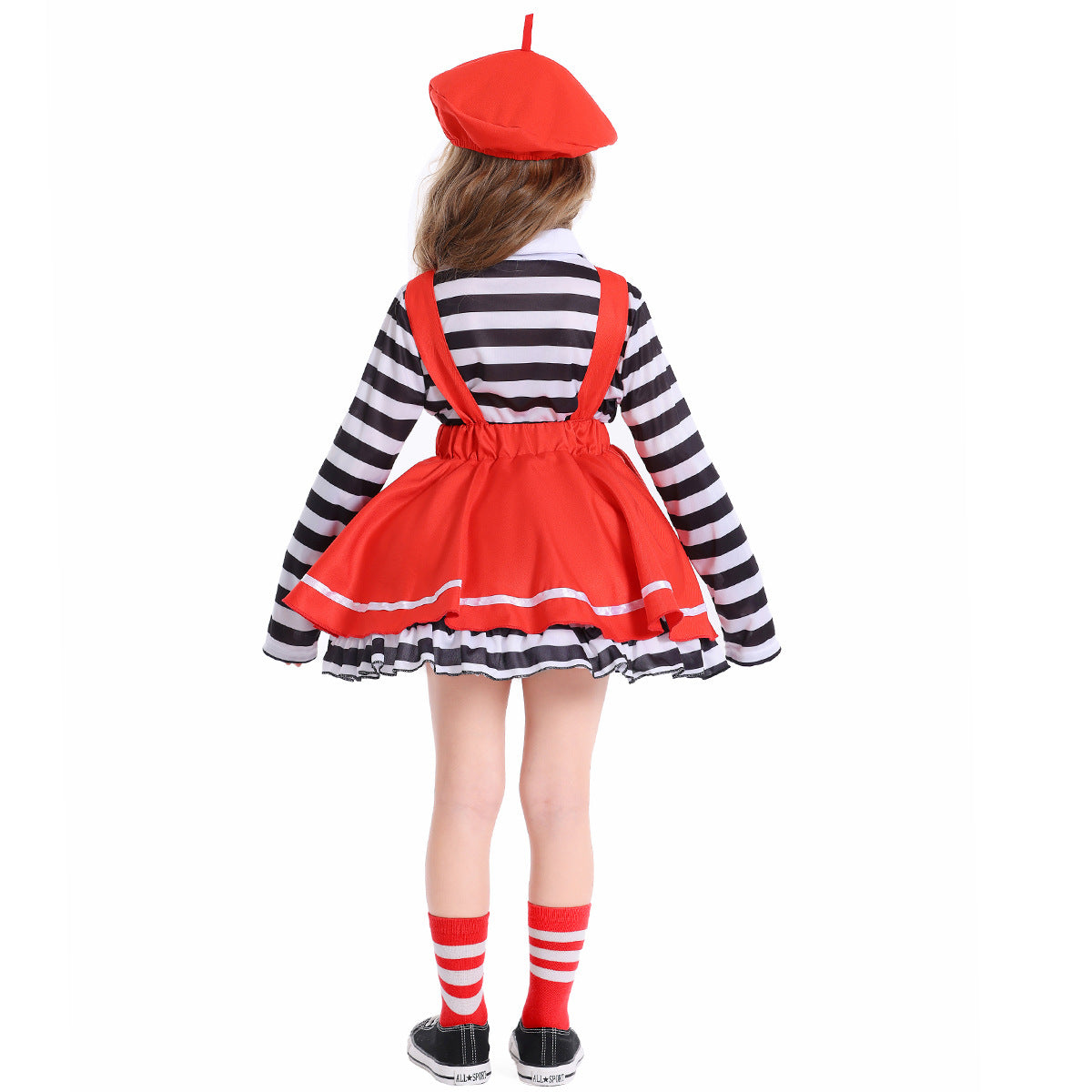 Girl's costume with striped top and swing skirt Chichicherry