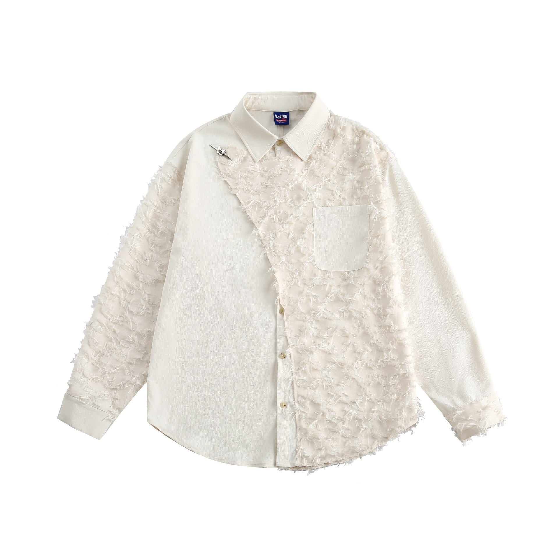 Women's blouse overshirt with fluffy fringe texture and Kent collar Chichicherry