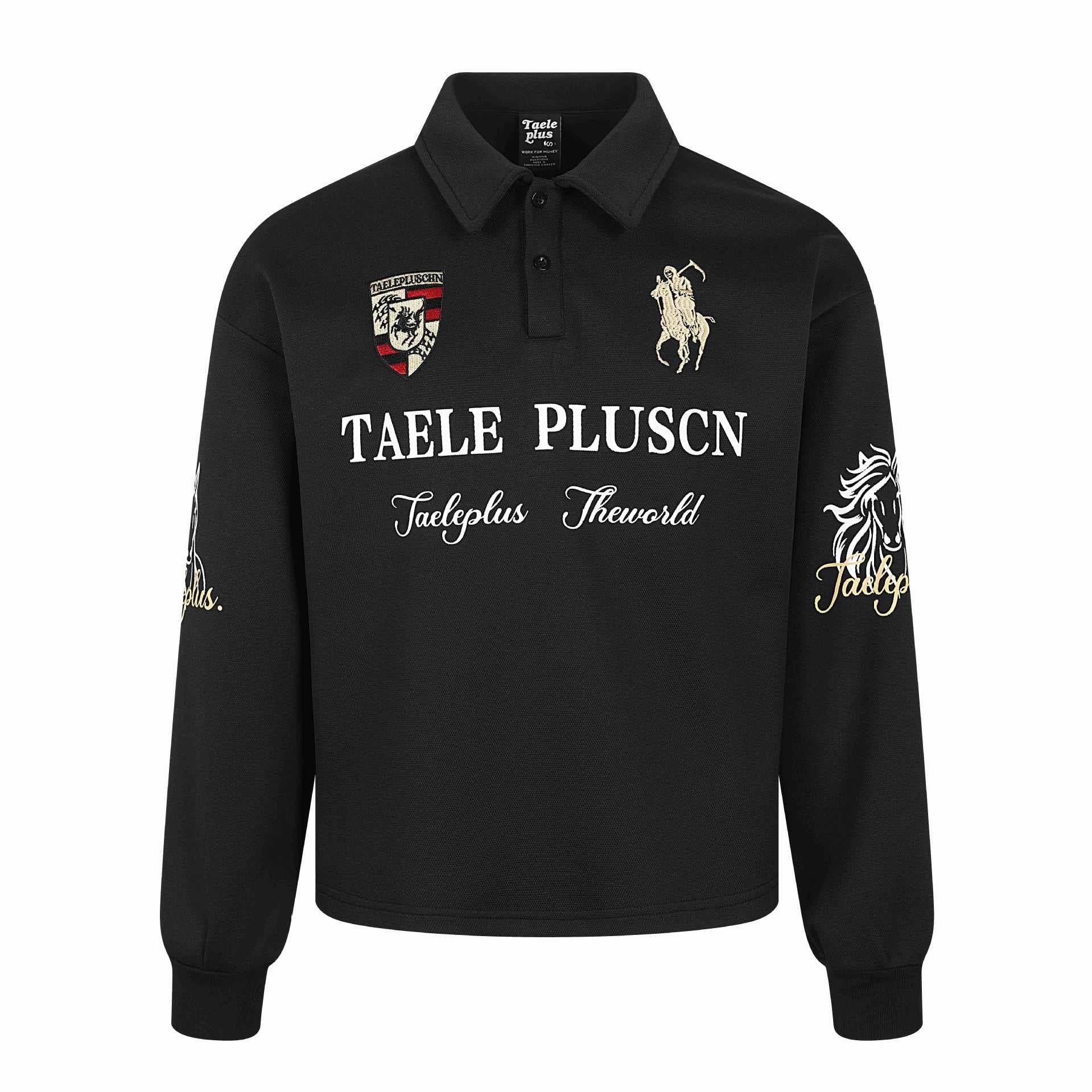 Unisex Long-Sleeve Rugby Polo Shirt with Embroidery and Kent Collar Chichicherry
