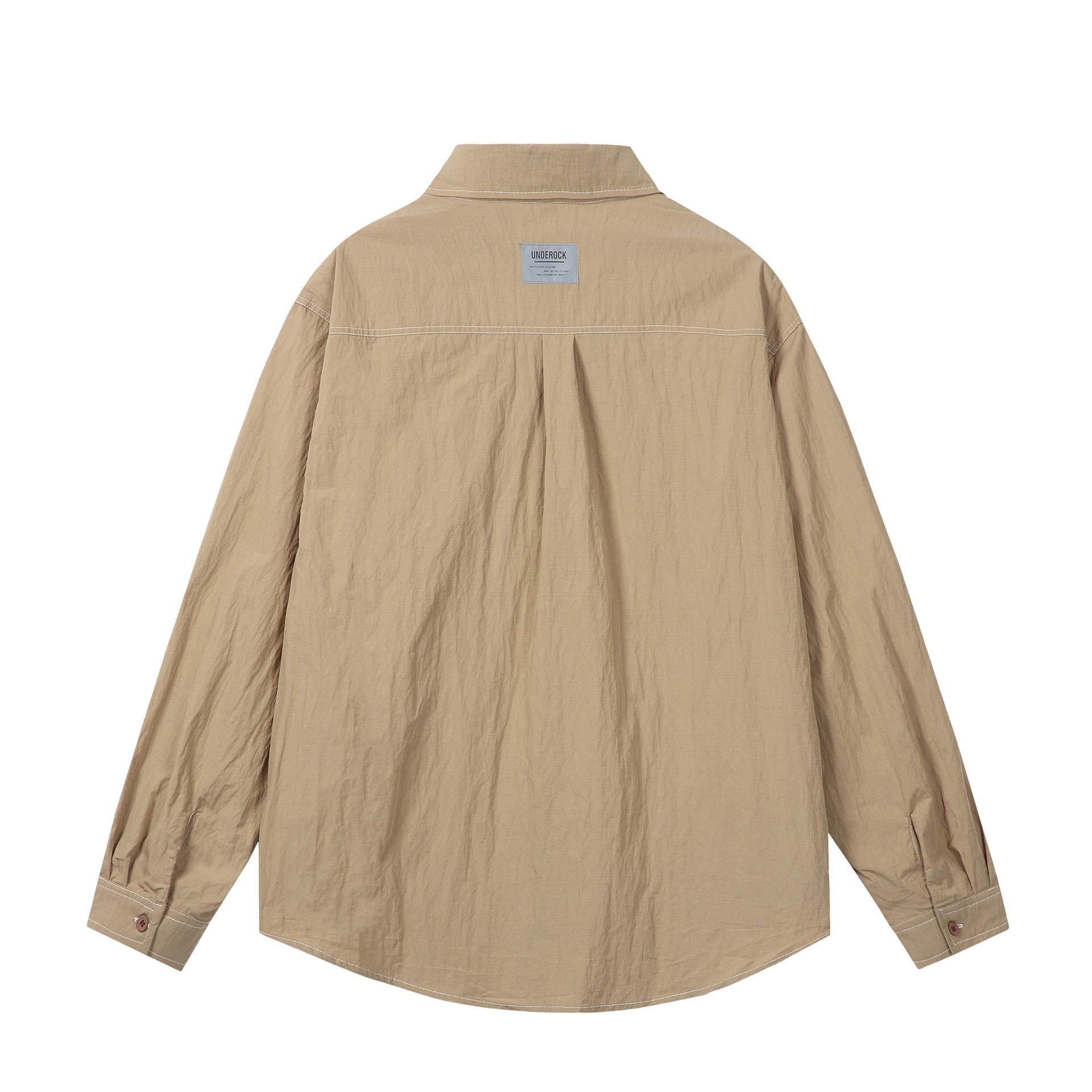 Unisex Oversize Shirt Jacket with prominent contrast stitching and patch chest pockets Chichicherry