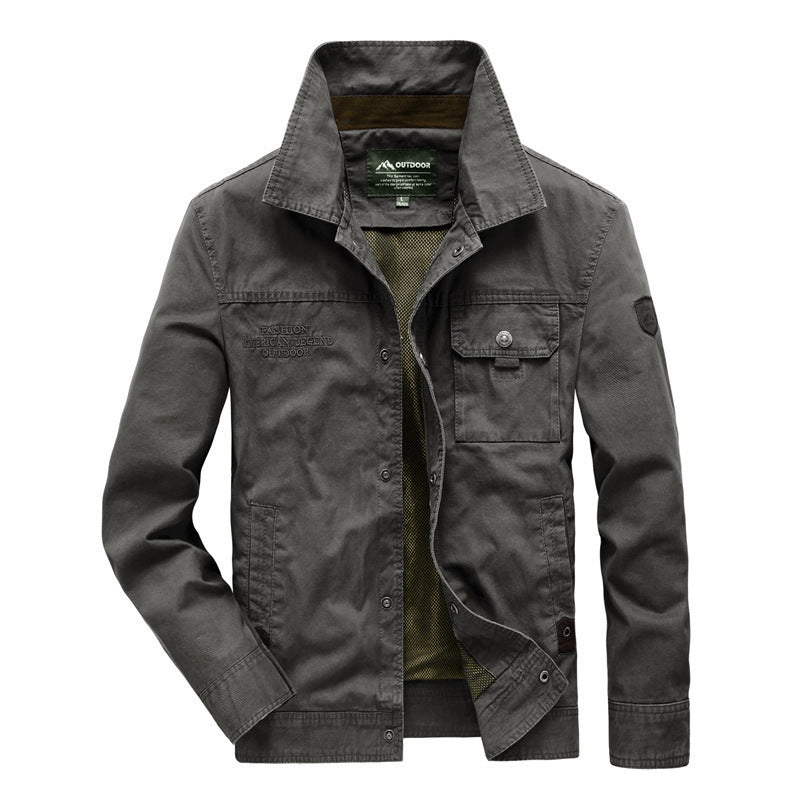 Men's Urban Canvas Utility Blouson with Stand-up Collar, Mesh Lining and Chest Flap Pocket Chichicherry