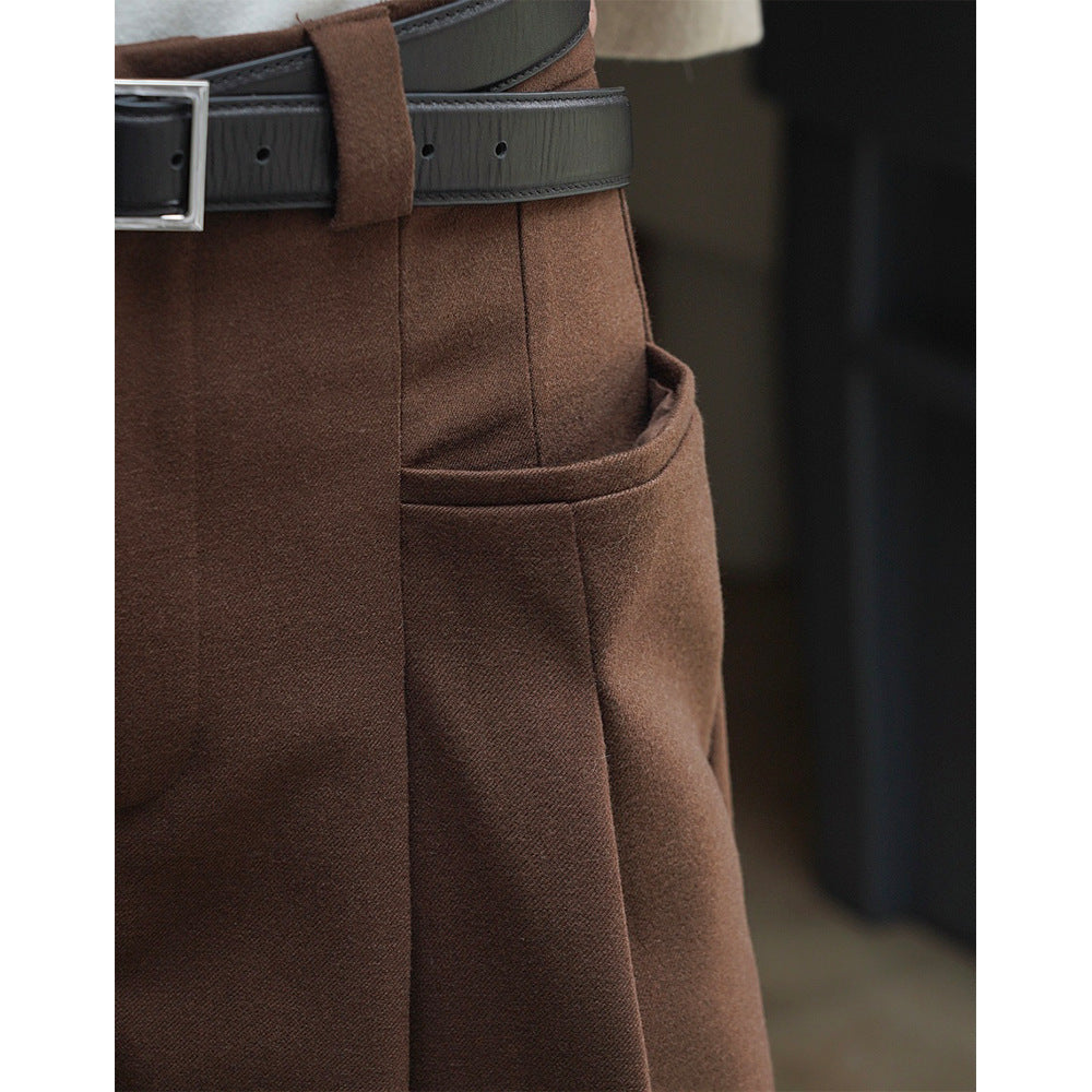 Women High-waisted Pleated Trousers with Voluminous Balloon Silhouette and Side Pockets Chichicherry