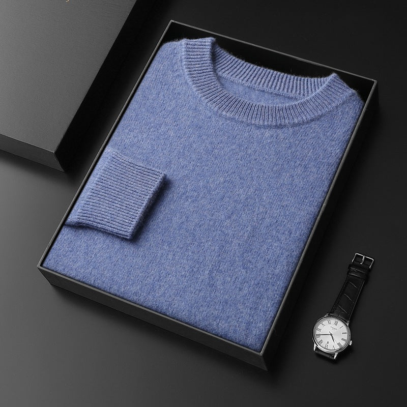 Men's Round Neck Pullover in Cashmere Look with Extra Soft Pile and Gift Box Chichicherry