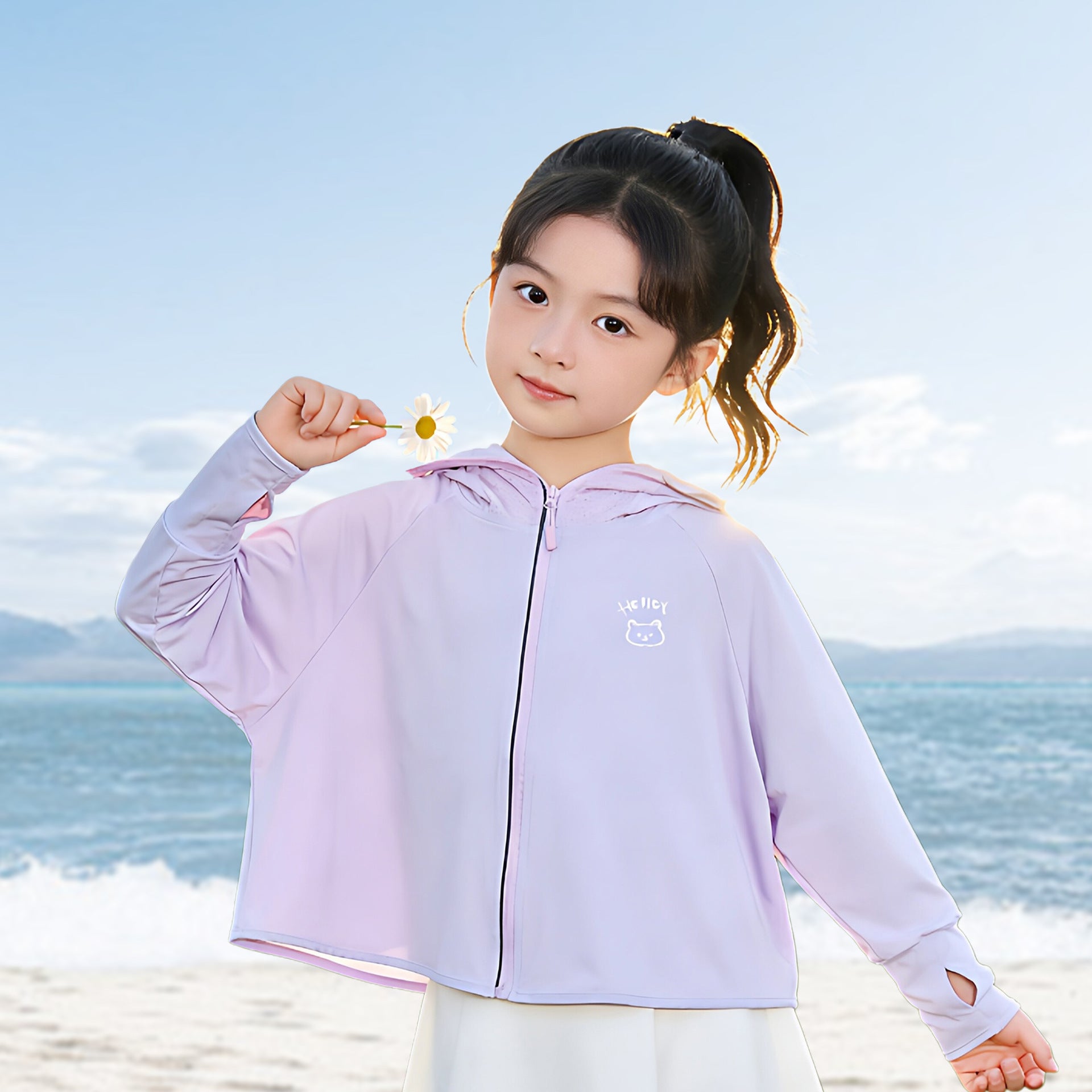 Children's sun protection jacket with hood and breathable fabric Chichicherry
