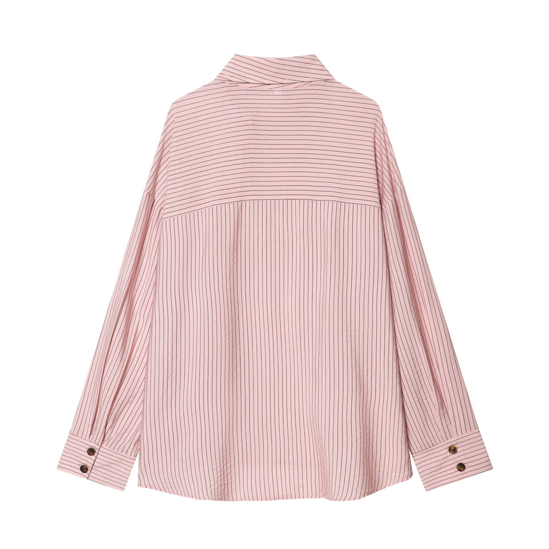 Women's Oversize Shirt Blouse with Asymmetrical Stand Collar and Extended Back Section Chichicherry