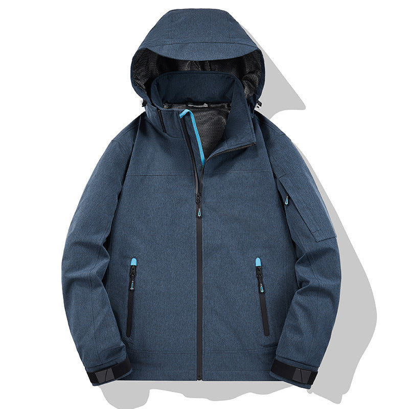 Men's Weather-Resistant Softshell Outdoor Jacket with Hood, High Collar, and Welded Seams Chichicherry