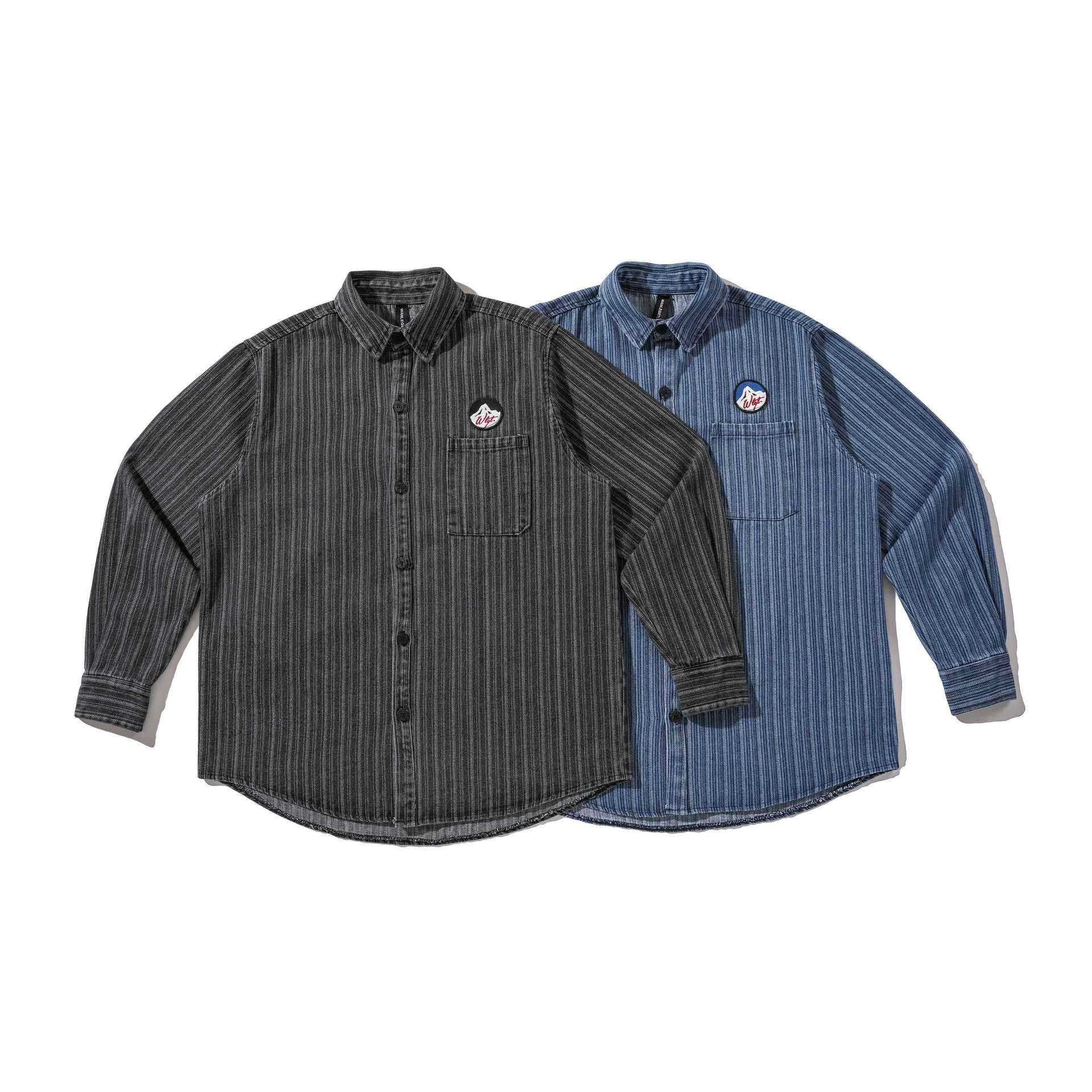 Men Striped Workwear Shirt with Chest Pocket Chichicherry