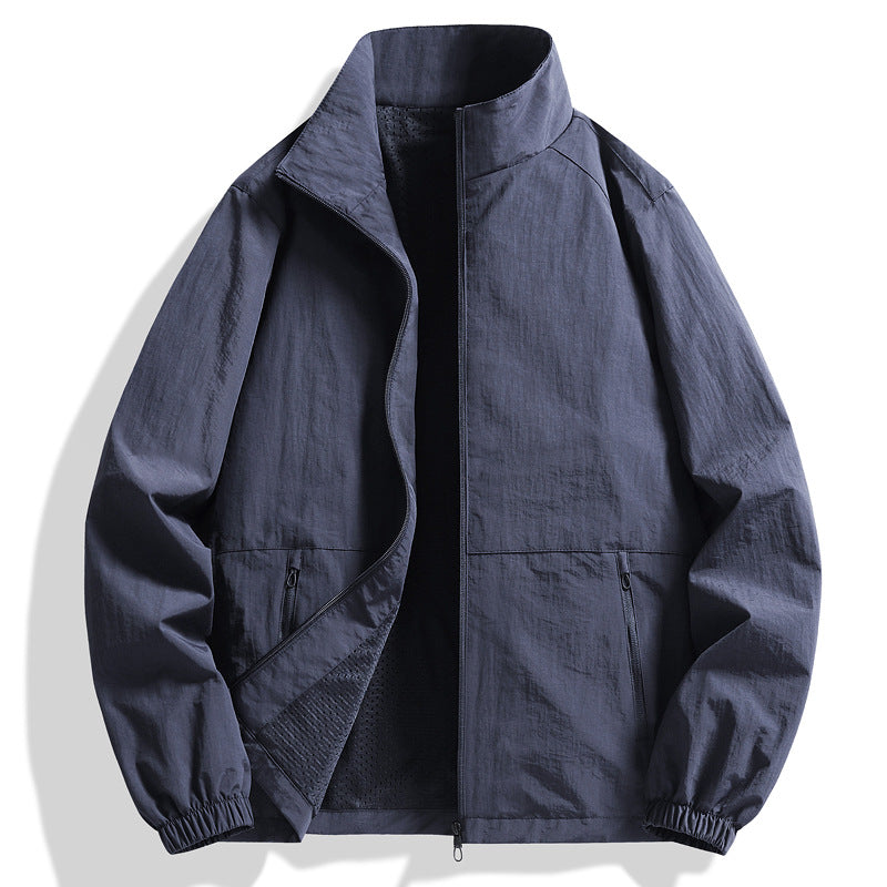 Men's lightweight breathable windbreaker with stand-up collar and perforated lining Chichicherry