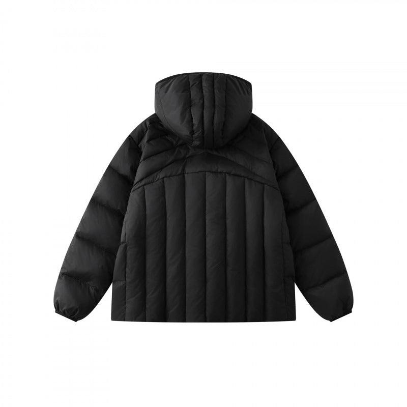 Unisex Short padded hoodie in boxy puffer style with geometric quilting Chichicherry