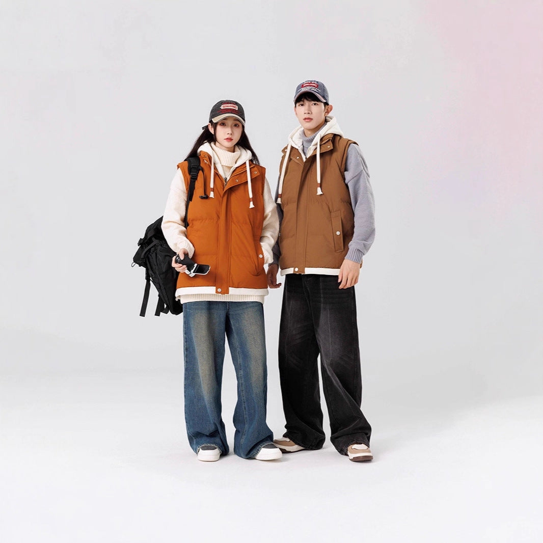 Women's Padded Hooded Vest with Utility Pockets and Windproof Exterior Chichicherry