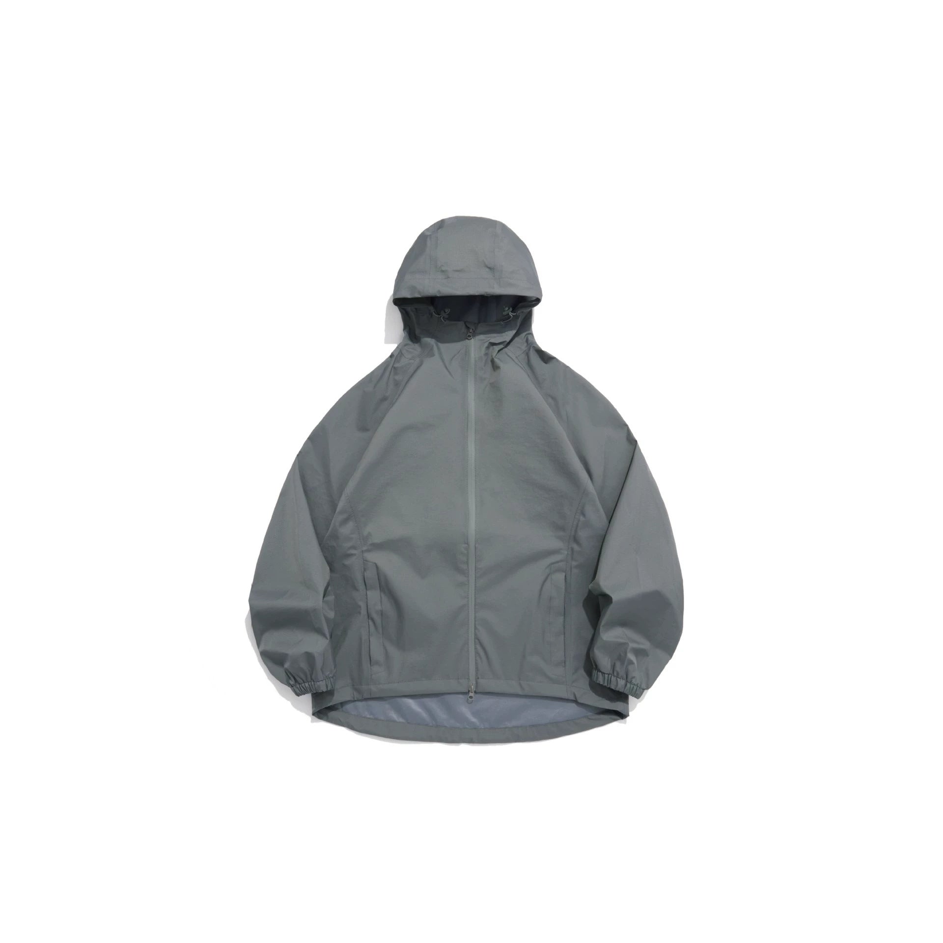 Unisex Lightweight Rain Jacket with Hood, Two-Way Zipper and Extended Hem Chichicherry