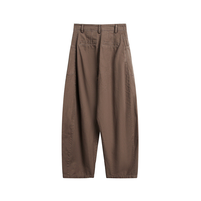 Women's Wide High-Waist Cargo Pants with Drop Crotch and Patch Side Pockets Chichicherry