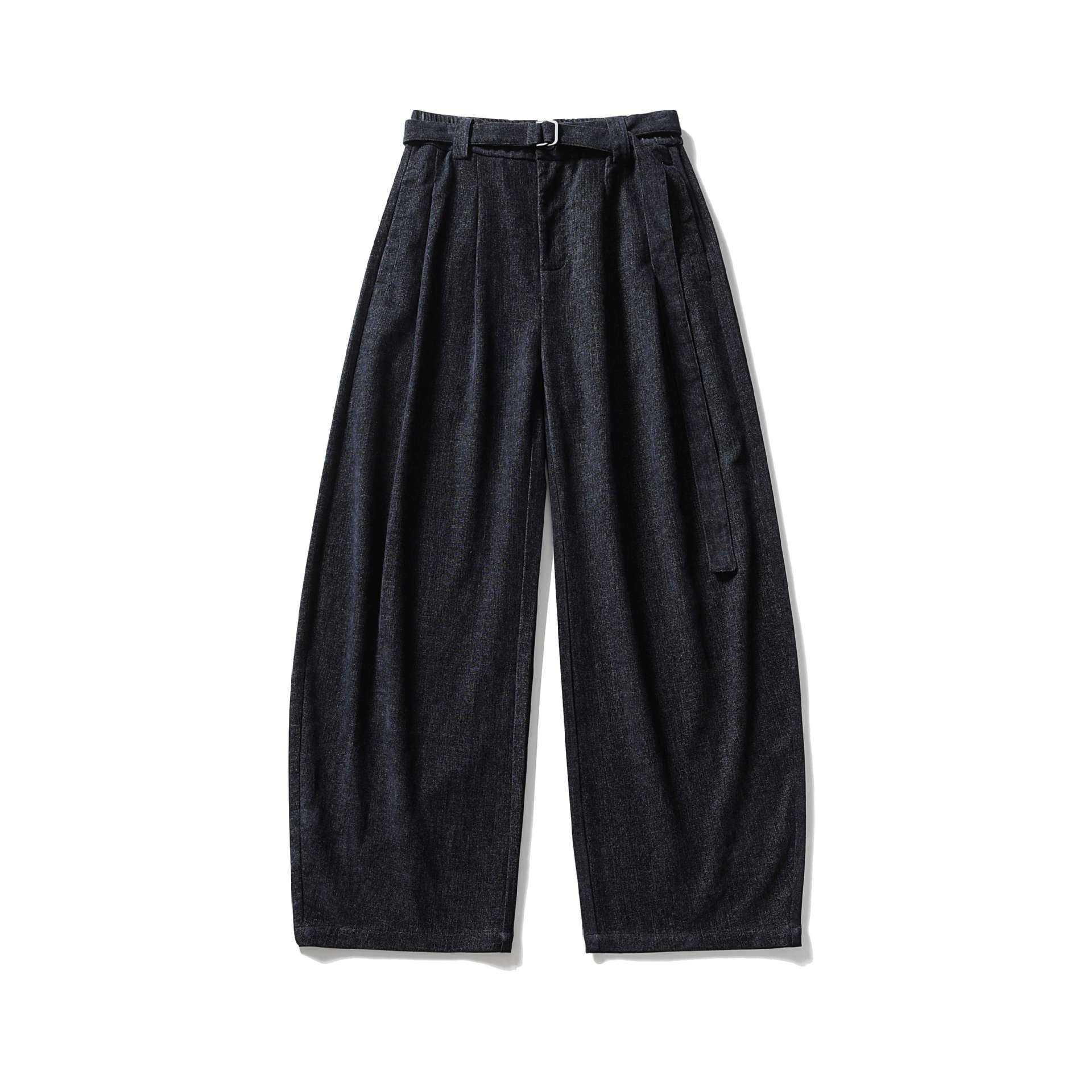 Women Wide High-Waisted Pleated Trousers with Belt Chichicherry