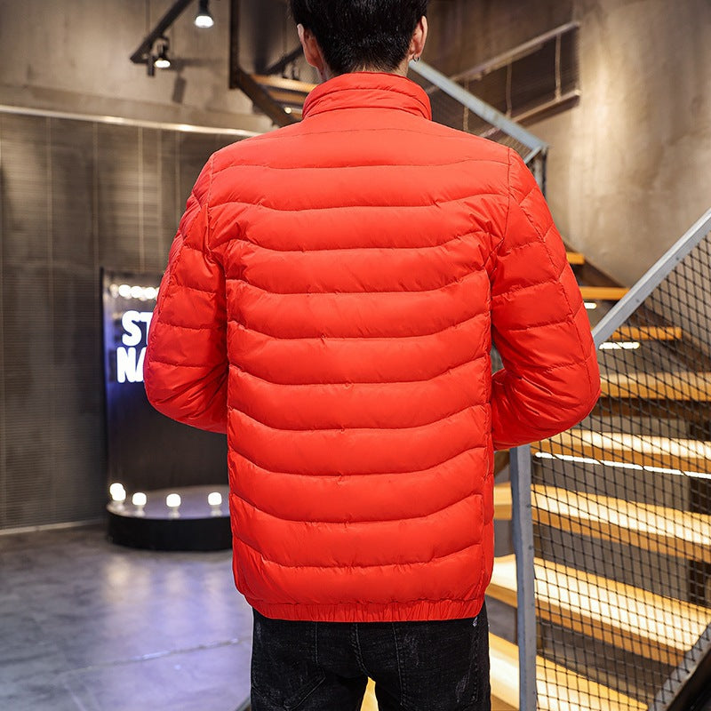 Men's Lightweight Quilted Down-Look Jacket with Stand-Up Collar Chichicherry