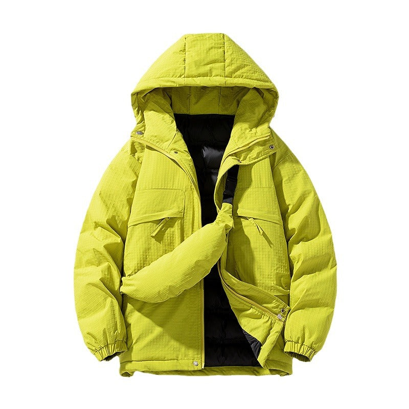 Men's Padded Ripstop Parka with Hood Oversized Cut and Integrated Shoulder Bag Chichicherry