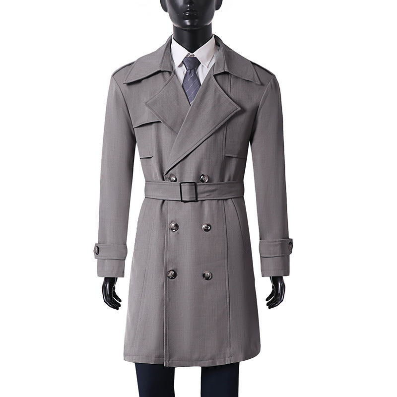 Women's Double-Breasted Trench Coat with Wide Shawl Collar and Epaulettes Chichicherry