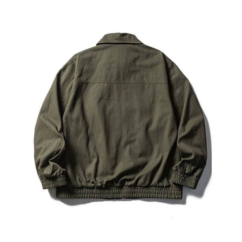 Men's Boxy Field Jacket in Utility Look with Stand-up Collar, Full-length Zipper and Elastic Hem Chichicherry