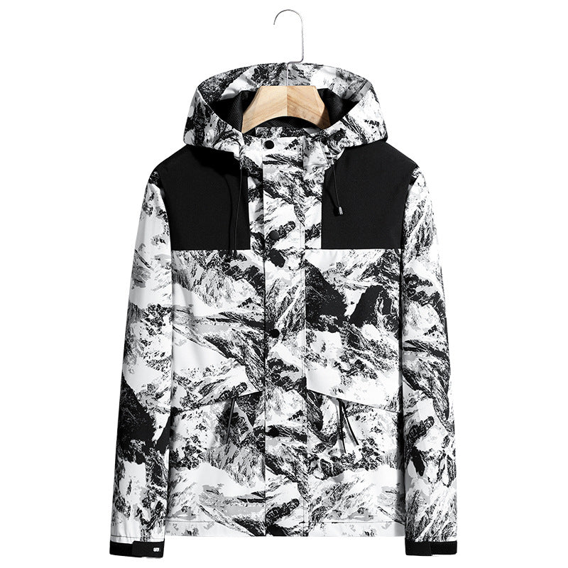 Men's Lightweight Water-Repellent Hooded Softshell Jacket with Concealed Press Stud Placket and Drawstring Chichicherry