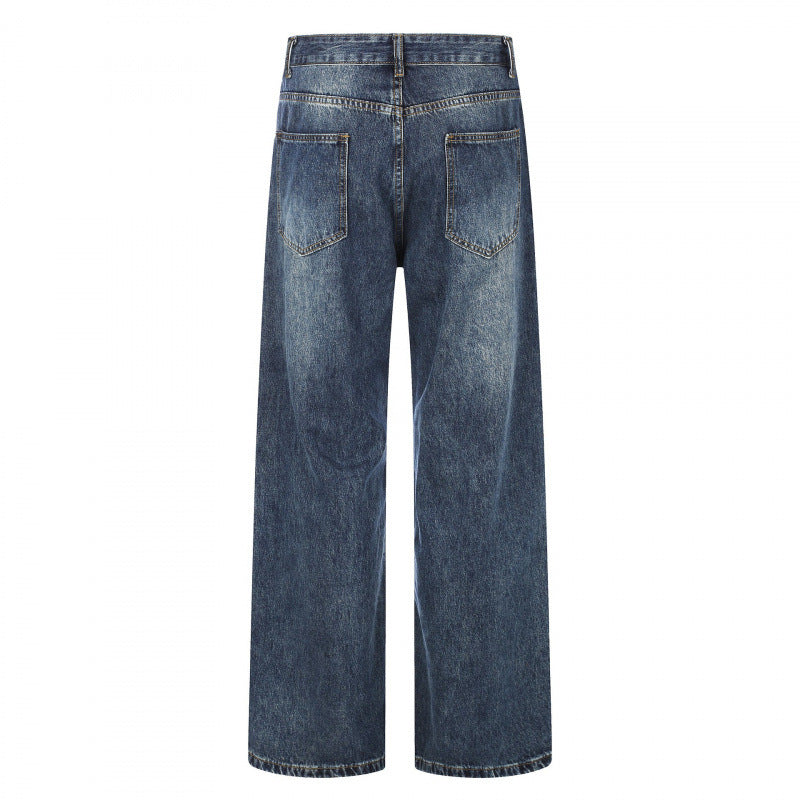 Women Highwaist Jeans in Wide Leg Cut with Used and Destroyed Details Chichicherry