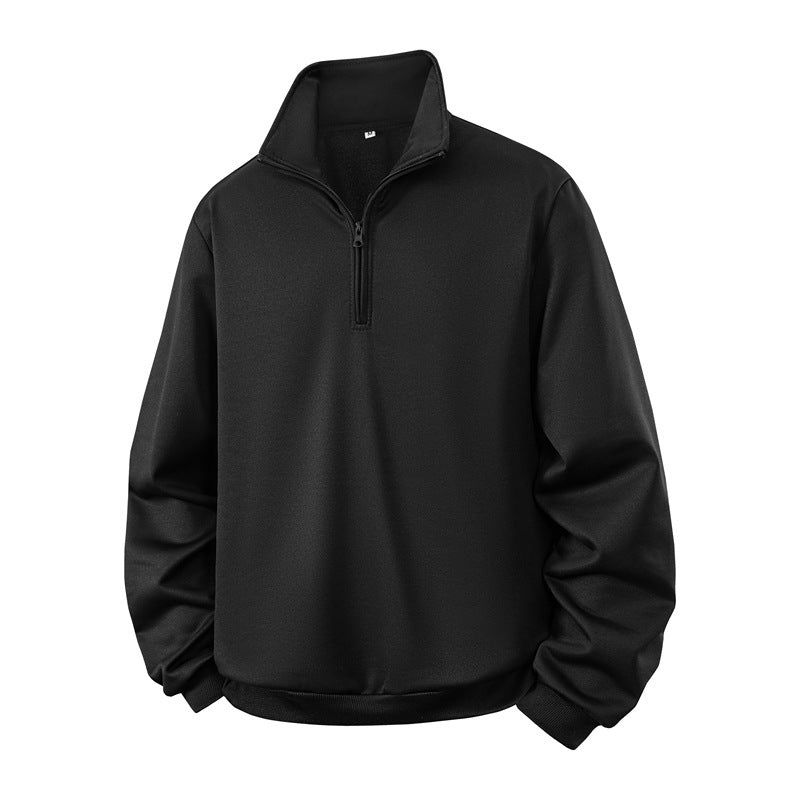 Men's Half-zip Sweatshirt with Stand-up Collar and Ribbed Cuffs Chichicherry