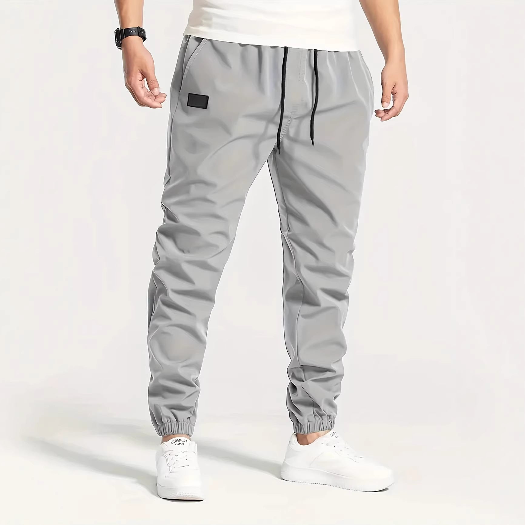 Men's Technical Jogging Pants in Tapered Utility Style with Elastic Waistband & Ankle Cuffs Chichicherry