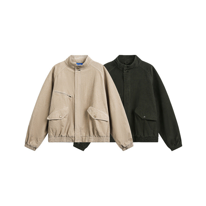 Unisex cord jacket in a casual boxy cut with a stand-up collar and functional flap pockets Chichicherry