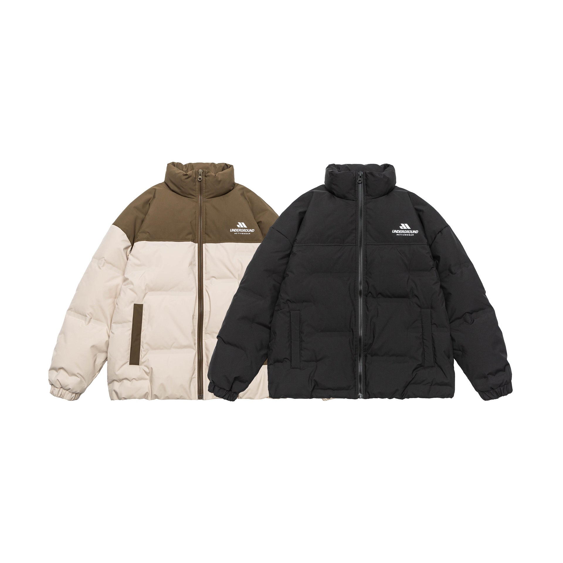 Unisex Padded Comfort Puffer Jacket with High Stand Collar and Brand Logo Chichicherry