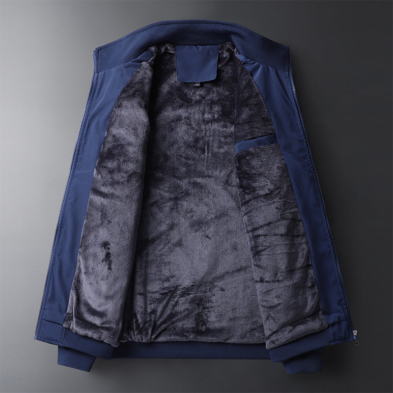 Men's urban thermal zip jacket with teddy fleece lining, stand-up collar, and zip pockets Chichicherry