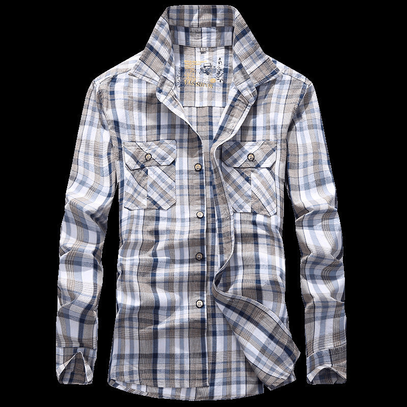 Men's checked shirt jacket in worker style with chest flap pockets Chichicherry