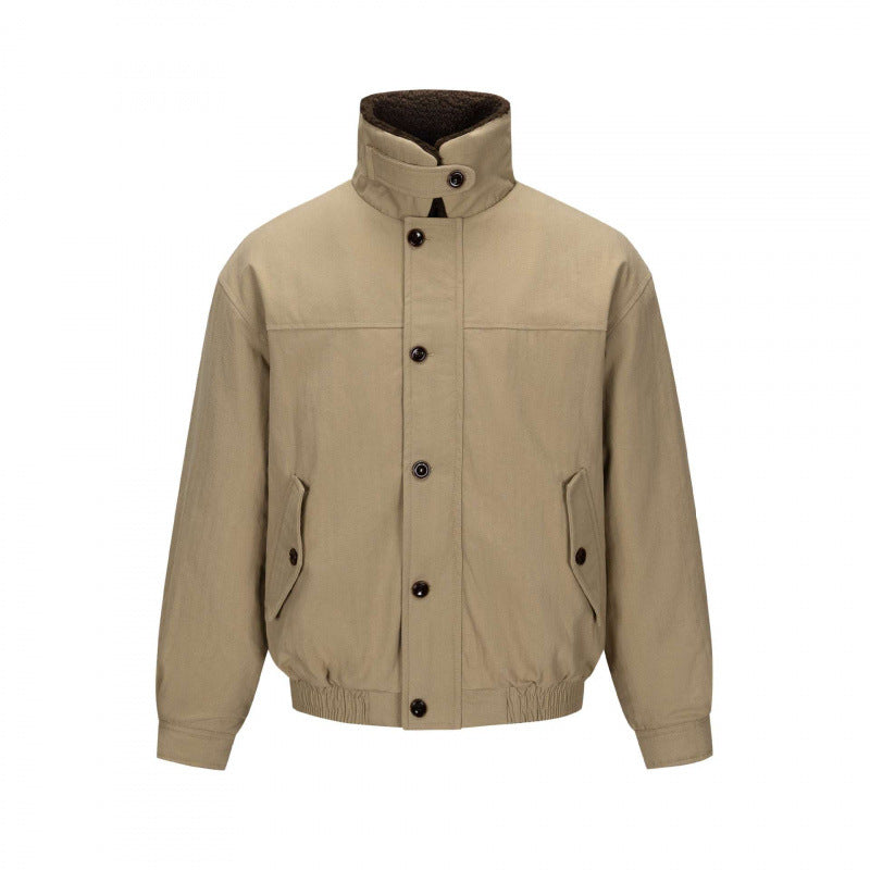 Men's short-cut blouson jacket in field style with teddy collar and flap pockets Chichicherry
