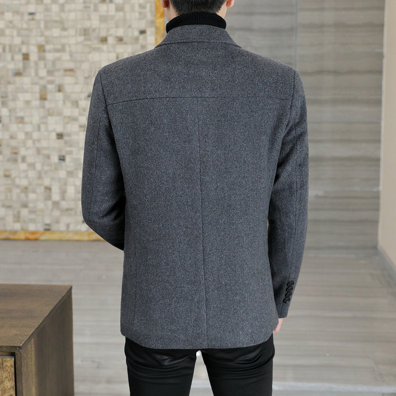 Men's Slim-Fit Wool Blend Blazer with Notch Lapel Chichicherry