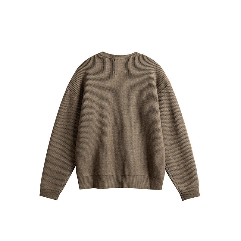 Women's Oversized Ribbed Knit Cardigan with Round Neck and Full Button Placket Chichicherry
