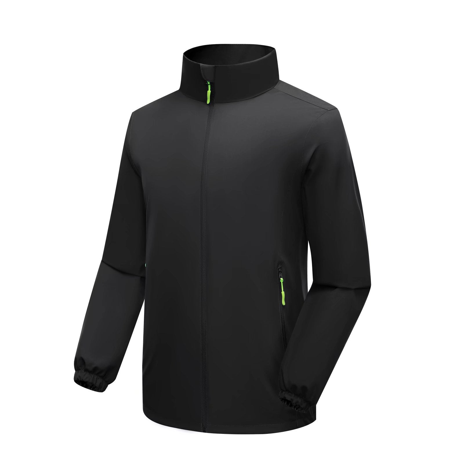 Men's Lightweight Softshell Rain Jacket with High Stand Collar and Windproof Microfiber Shell Chichicherry