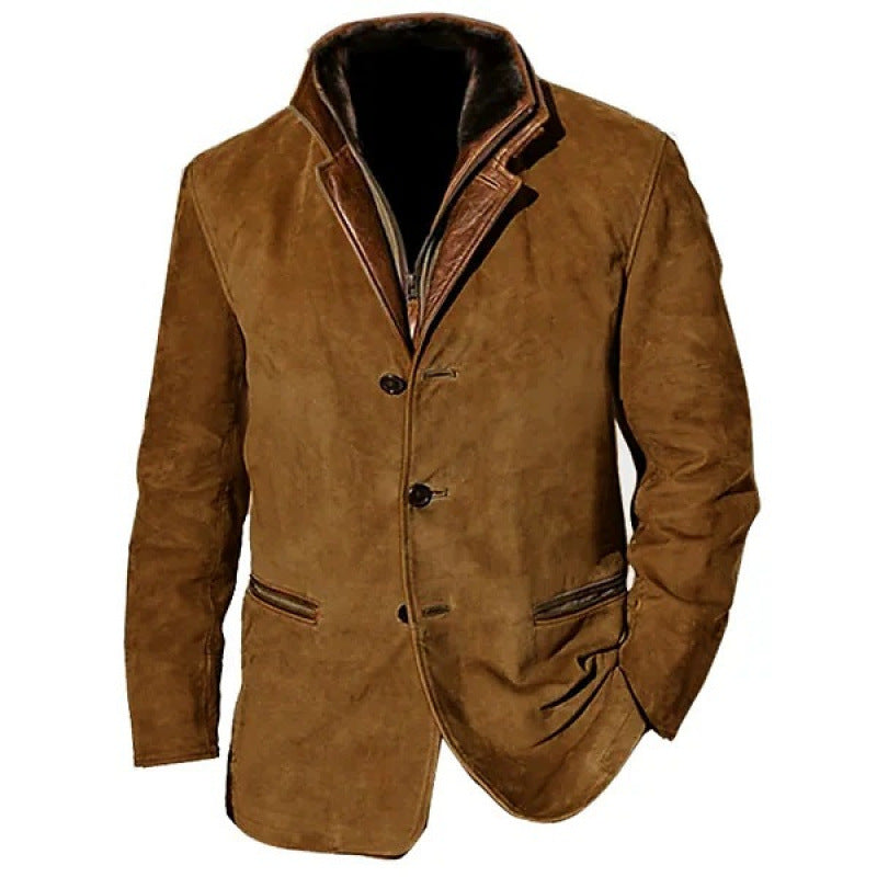 Men's suede blazer with removable leather inner vest Chichicherry