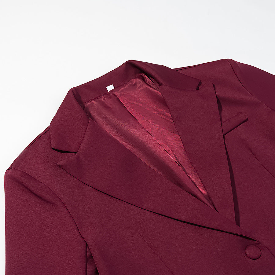 Women Tailored Single-Button Blazer with Soft Lapel, Lined Interior and Flap Pockets Chichicherry