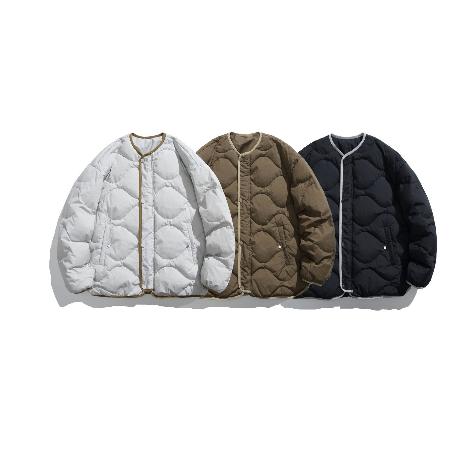 Unisex Boxy quilted liner jacket in oversized style with round neckline Chichicherry