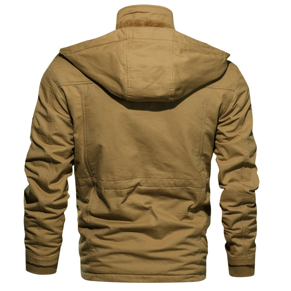 Men's utility field jacket with teddy lining, multiple pockets and waist drawstring Chichicherry