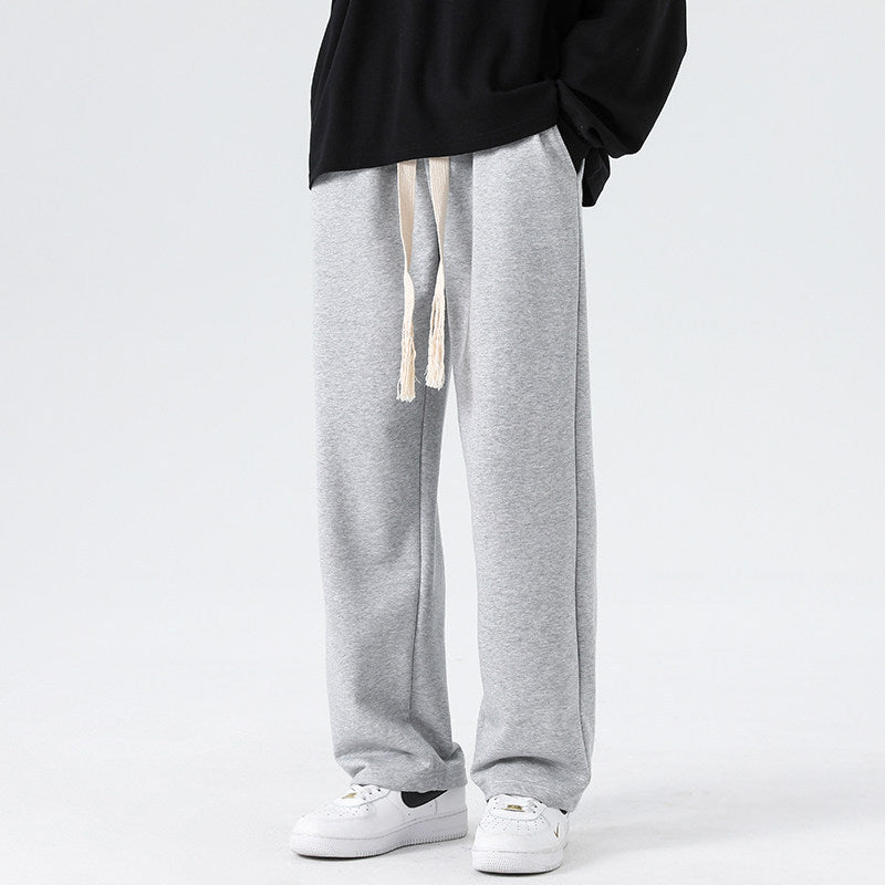 Men's Wide Relaxed Jogging Pants with Drop Crotch, Decorative Drawstring & Straight Leg Chichicherry