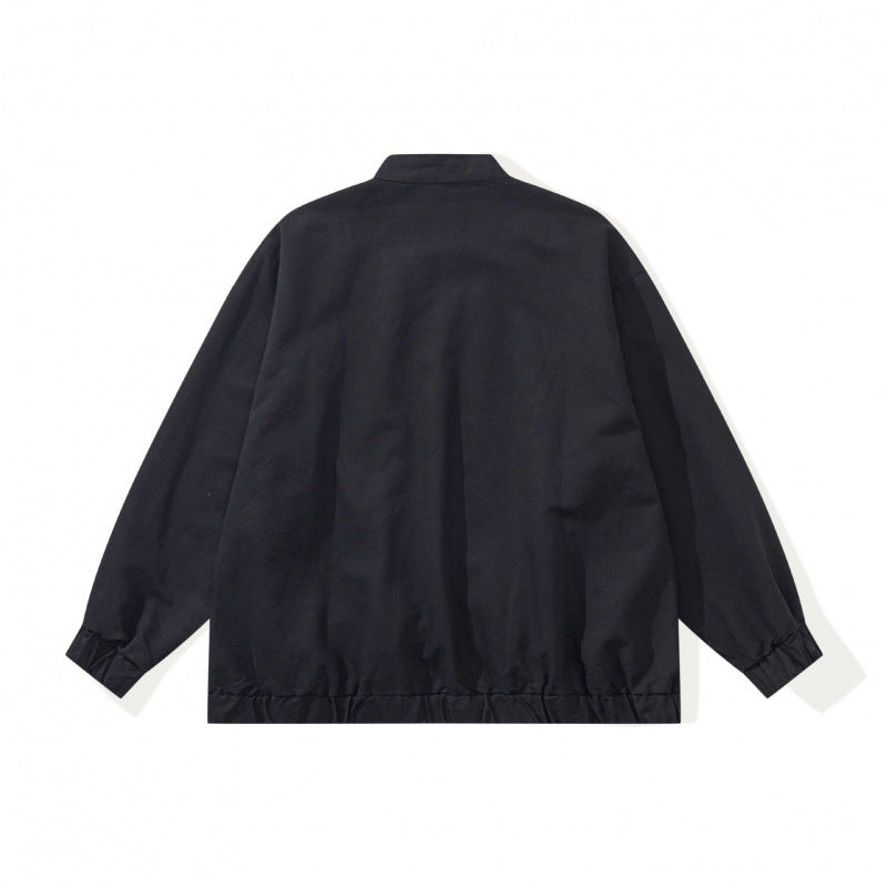 Unisex Boxige lightweight bomber jacket made of cotton blend with stand-up collar, zipper and drawstring hem Chichicherry