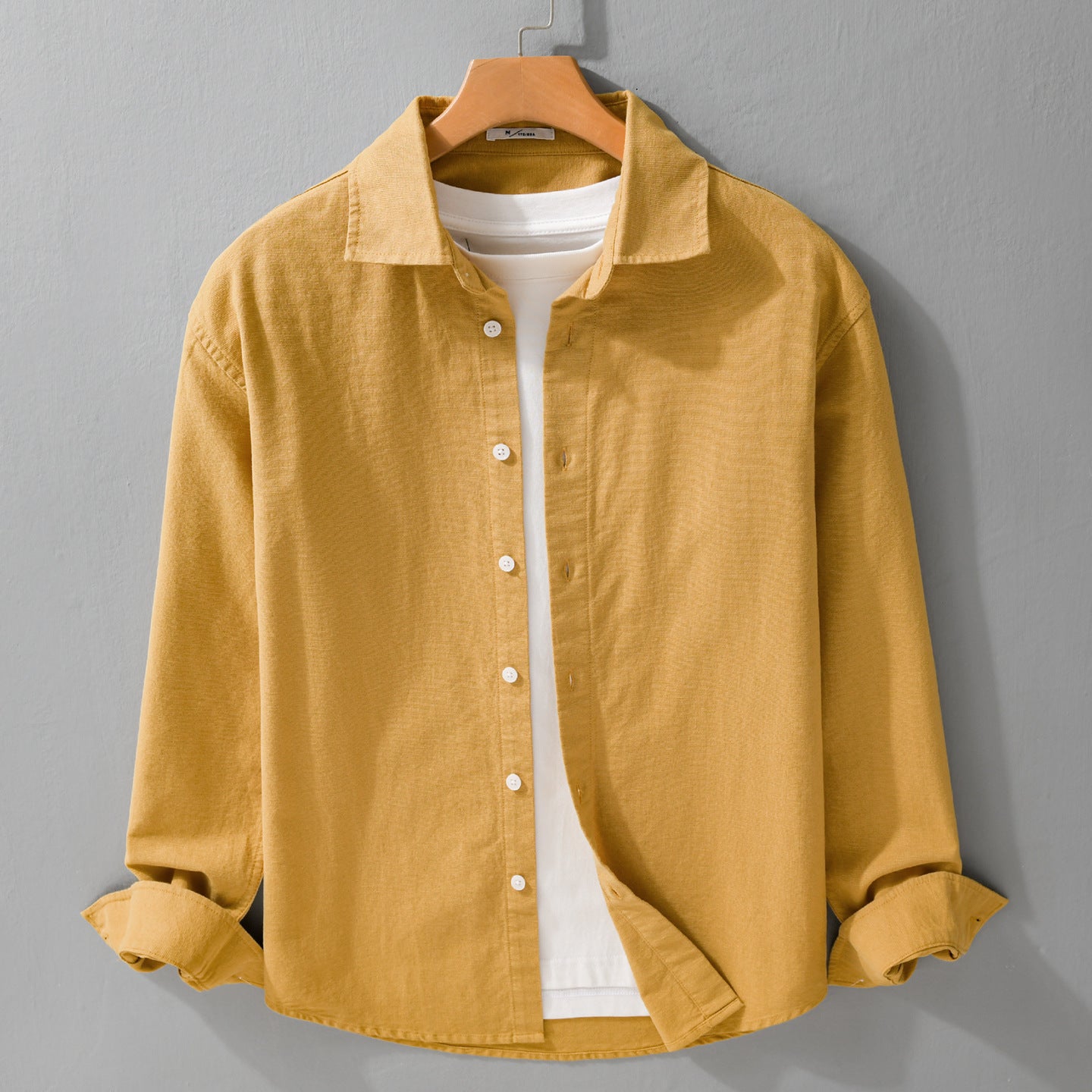 Men's Lightweight Linen-Cotton Overshirt with Kent Collar, Relaxed Fit and Continuous Button Placket Chichicherry
