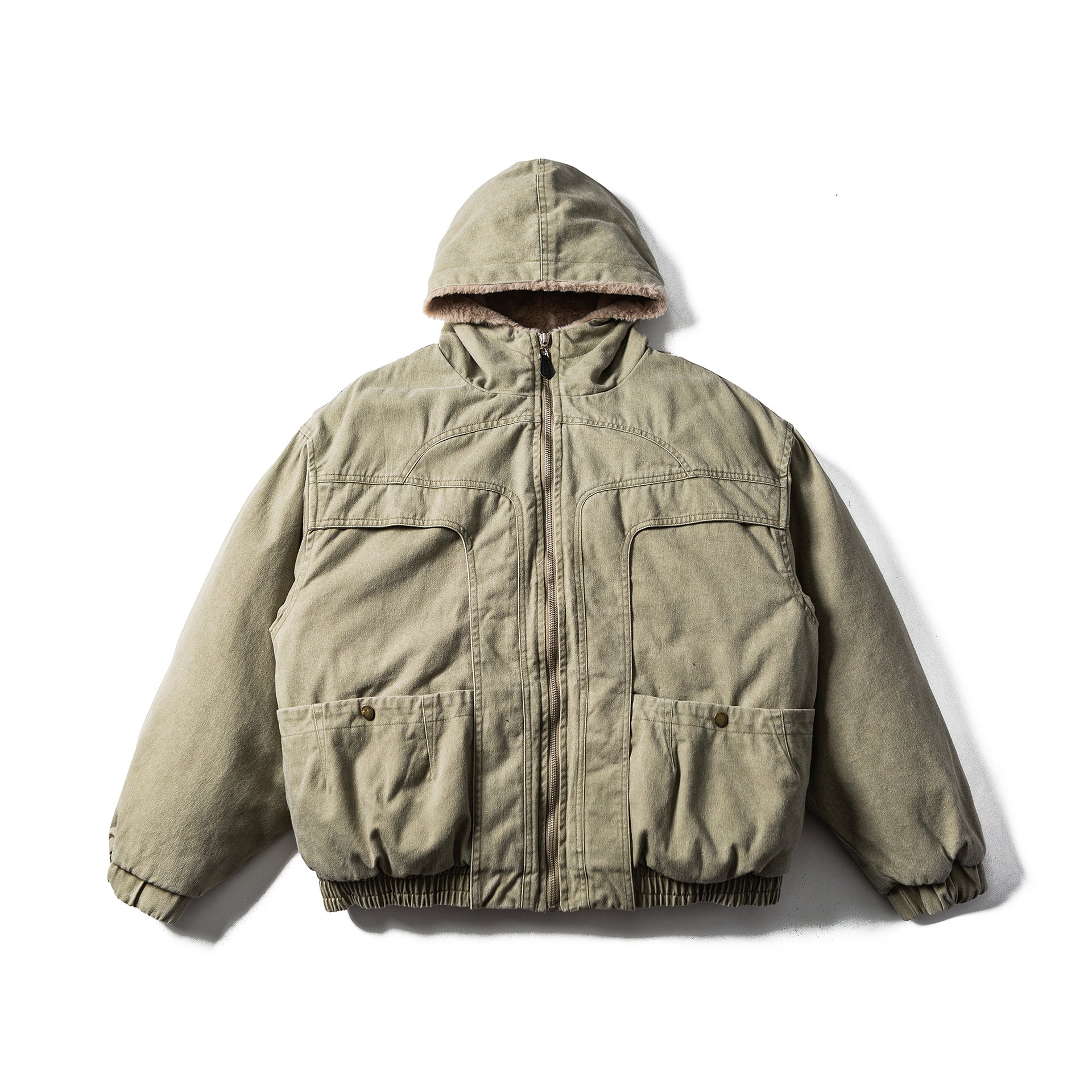 Men's Robust Hooded Field Jacket with Teddy Lining and Utility Pockets Chichicherry