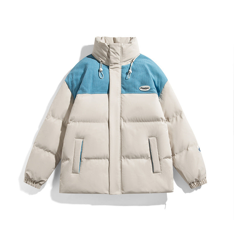 Men's Padded Oversize Quilted Jacket with High Stand-Up Collar and Contrasting Shoulder Panel Chichicherry