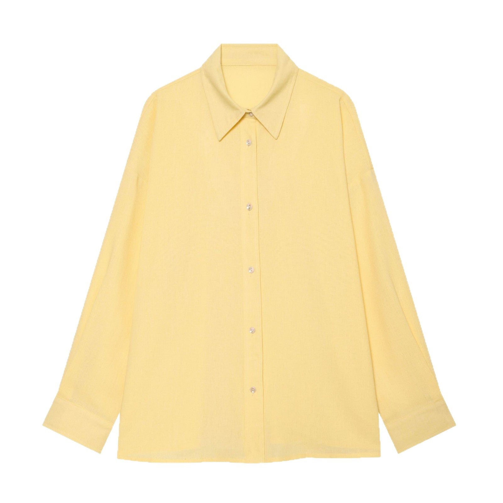 Women's Oversized Linen Look Shirt Blouse with Concealed Button Placket and Cuff Chichicherry