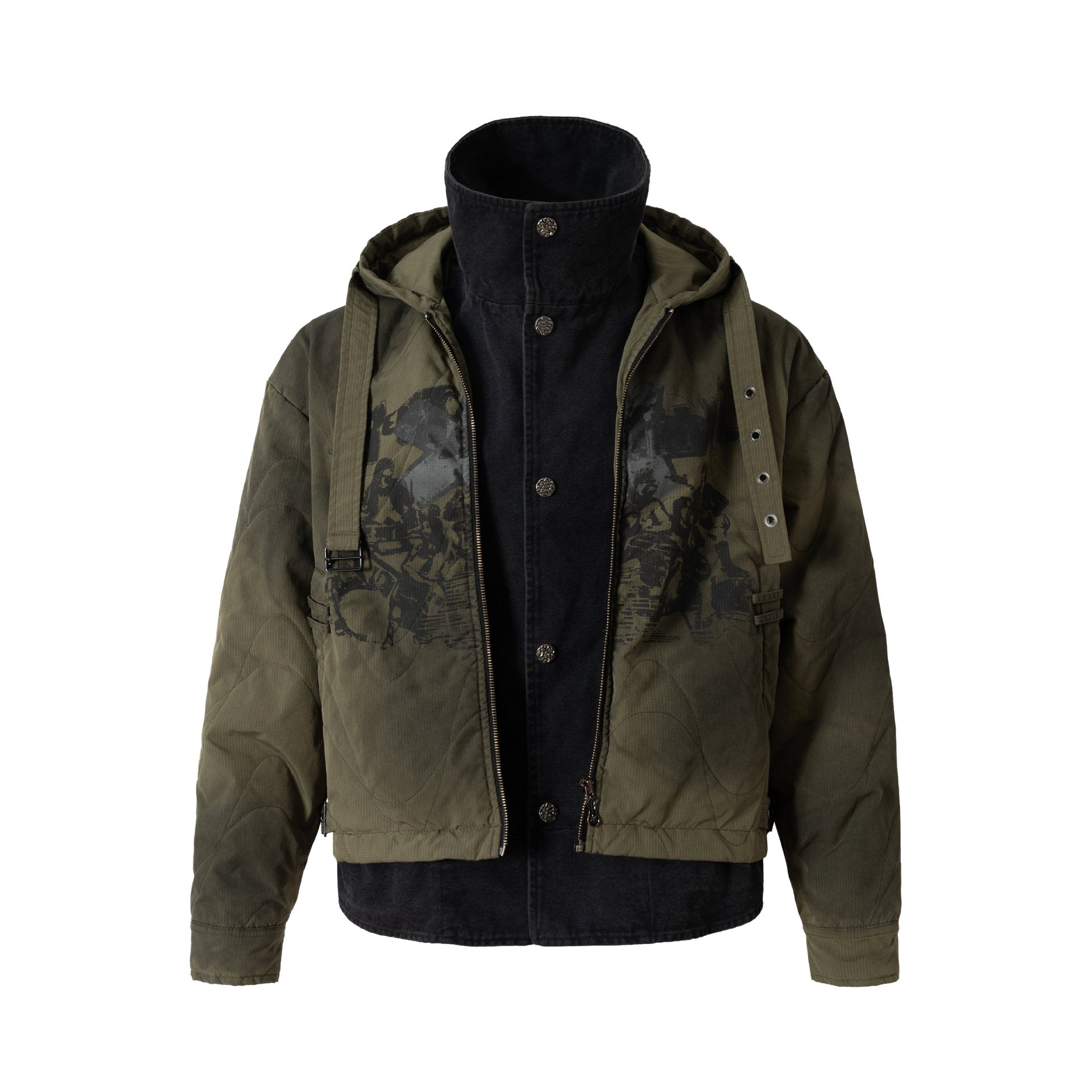 Men's Short Field Parka with modular inner lining, hood, and cargo pockets Chichicherry