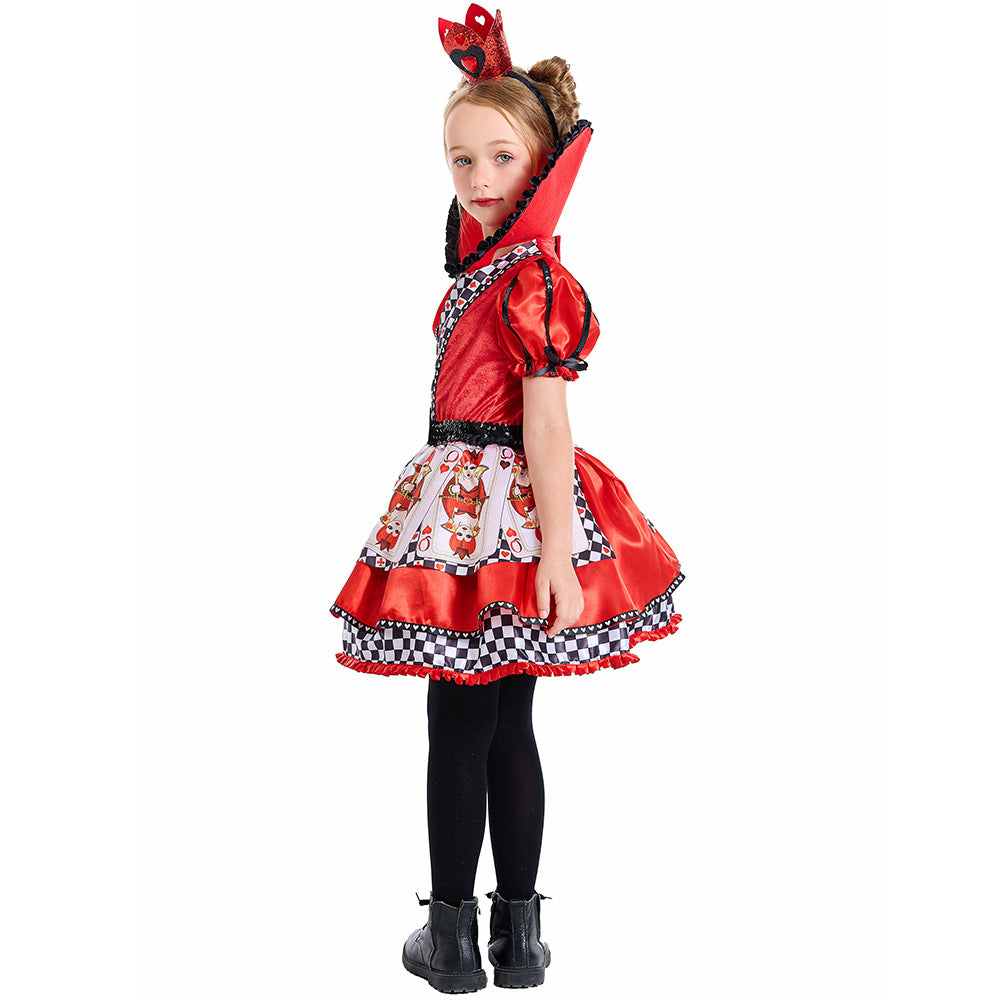 Girls Fairytale Heart Lady Costume with Crown and Tulle Skirt Chichicherry
