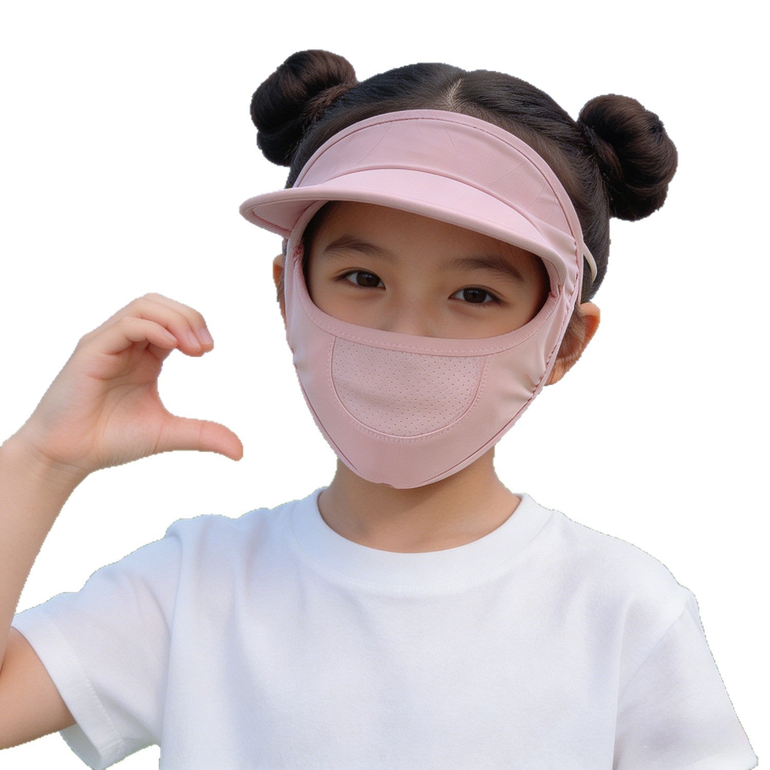 Women's sun protection visor with integrated breathable face mask and adjustable neck draw Chichicherry
