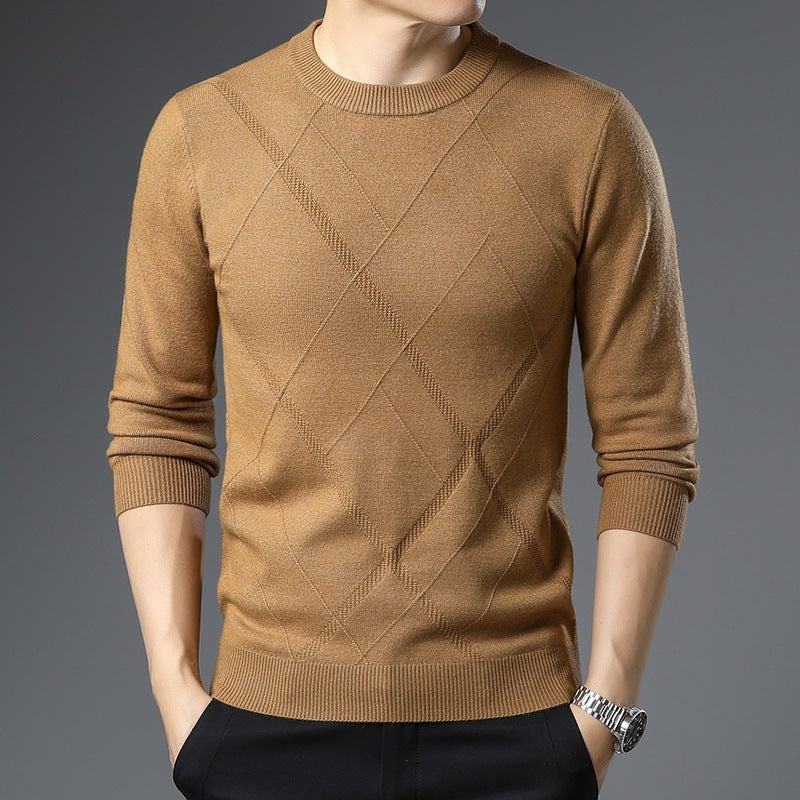 Men's fine knit pullover with round neck, diamond pattern and body-hugging silhouette Chichicherry