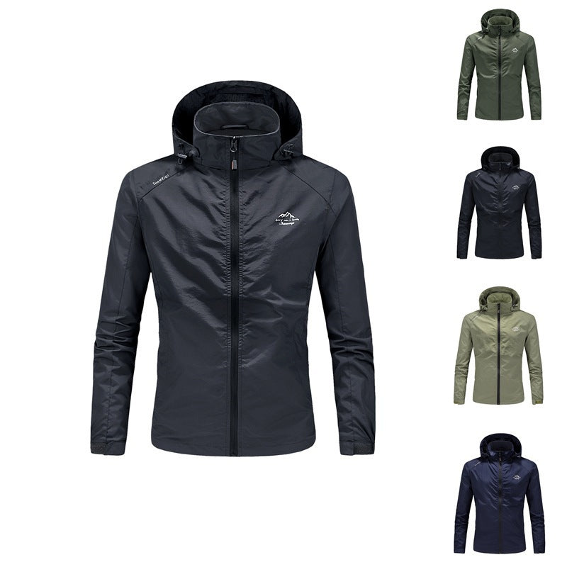 Men's ultralight packable outdoor jacket with high collar, hood, and breathable mesh lining Chichicherry