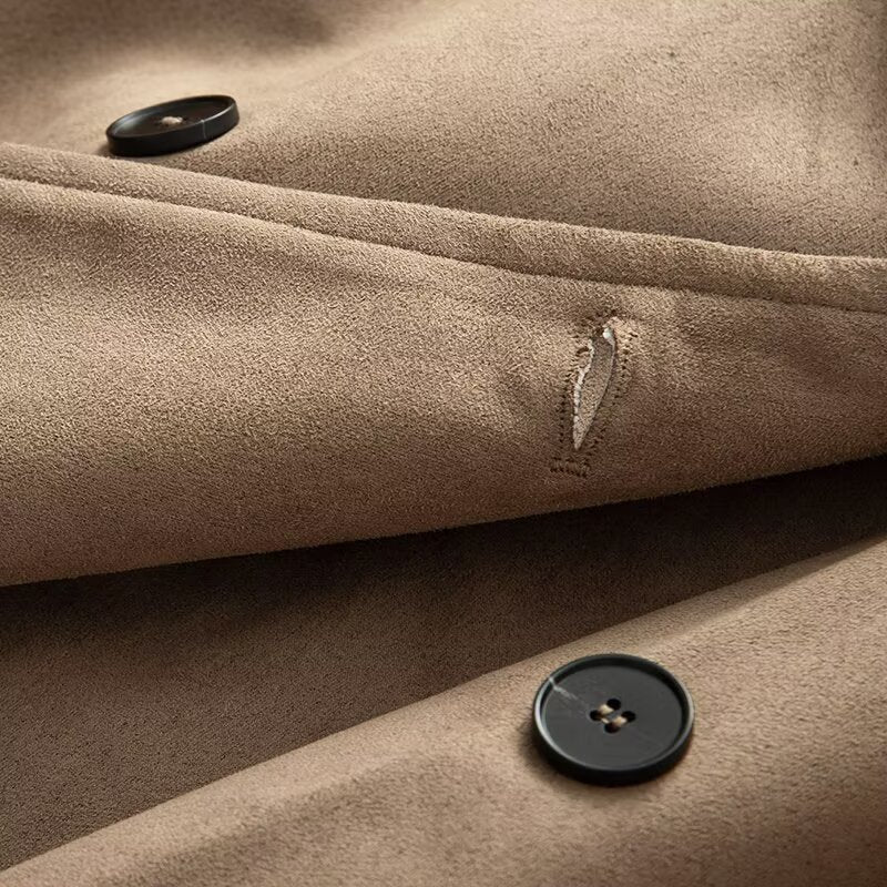 Women's short trench coat in suede-look velvet with tie belt Chichicherry